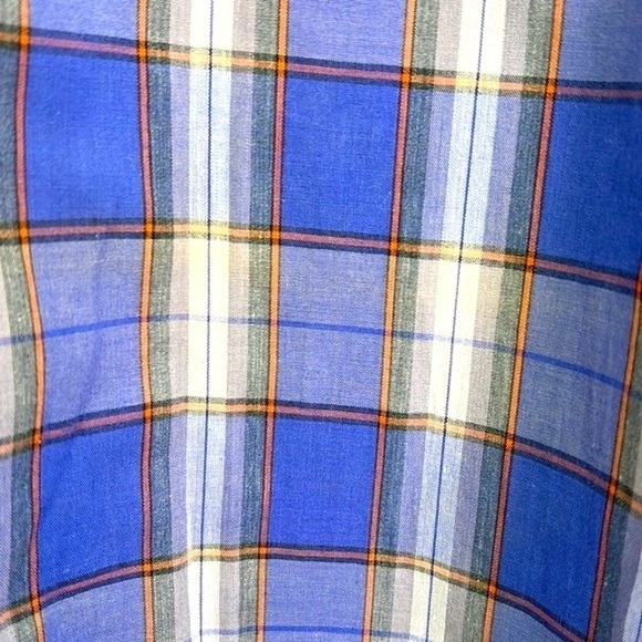Amonard - Vintage Blue Gray Plaid Ruffle Button Down Blouse Size Small - Picture 9 of 10